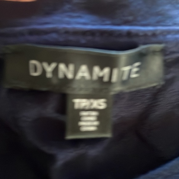 Dynamite Navy Blue T-Shirt with Floral Lace Hem - Picture 6 of 7